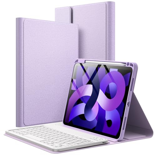 JETech Keyboard Case for iPad Air 11 M4/M3/M2, Air 5/4 10.9, Purple | Cover for iPad Air 11(2026-2024)&Air 5/4 10.9(2022/2020), Magnetic Bluetooth Keyboard, TPU Back, Multi-Angle Stand