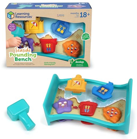Learning Resources Seaside Pounding Bench, Interactive Educational Toy, Pounding Hammer Toy Game, Early Number Recognition Game, Ages 18 months+