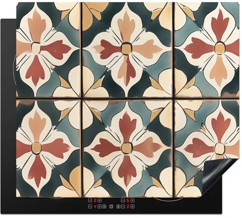 KitchenYeah© Herdabdeckplatte Einteilig Abdeckplatten Cerankochfeld | 60x52 cm - Abdeckung Ceranfeld Herdplattenabdeckung Induktionsmatte Dekorationen - Fliesen - Spanisch - Vintage