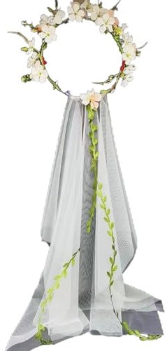 Whakano Boho Girlande Schleier Braut Damen,Kommunion Stirnband,Hochzeitskleid,Kopfschmuck,Kleid Accessoires Schleier für Bräute,für JGA Junggesellinnenabschied Hochzeit Hen Party,Gelb