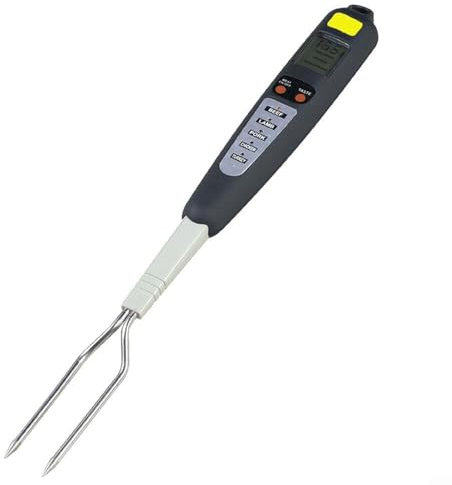 Meat Cooking Thermometer, BBQ Meat Thermometer With Fork Probe, Dual Temperature Measurement Kitchen Cooking Tool With Display