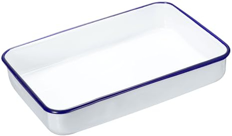 sourcing map Paleta de bandeja de carnicero de 30 cm x 20 cm x 5 cm (30 cm x 20 cm x 5 cm), bandeja rectangular de metal con revestimiento de triple esmalte, herramienta de pintura para artista