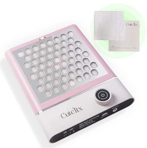 Cutelix Pro Nail Dust Collector | Portable 36mm Ultra-Thin Design & 4-Fan Quiet System | Magnetic Detachable Panel, Adjustable Airflow + USB Charging for Salon/Home Use (New Pink + Filter Paper x 20)