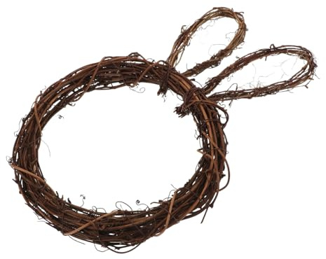 Healifty Natural Rattan Easter Bunny Wreath Large DIY Grapevine Garland for Wall Front Door and Table Decoration Seasonal Spring Home Accent with Twig Construction