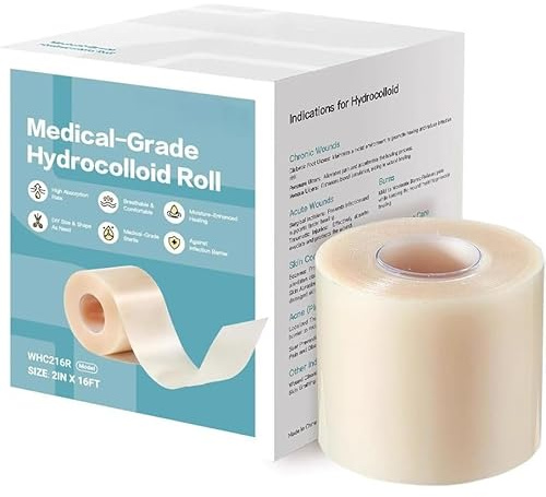 Hydrocolloid Roll - 5 Cm X 5 M Rotolo Di Idrocolloide Di Grados Medico, Tagliabile A Misura, Cerotti Idrocolloidali Extra Large Autoadesivo, Ultra Assorbenti, Impermeabili, Essenziali Per La Casa