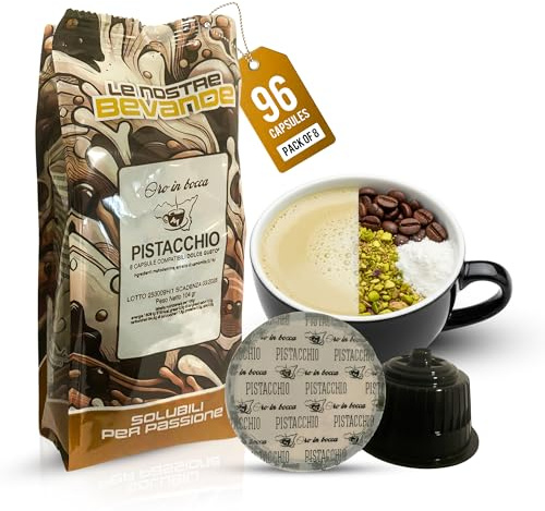 Oro in Bocca Bevanda al Pistacchio – 96 Capsule Compatibili Dolce Gusto (12 Confezioni da 8) – Bevanda Calda Cremosa e Raffinata al Gusto di Pistacchio – Dolce e Ideale per Ogni Momento
