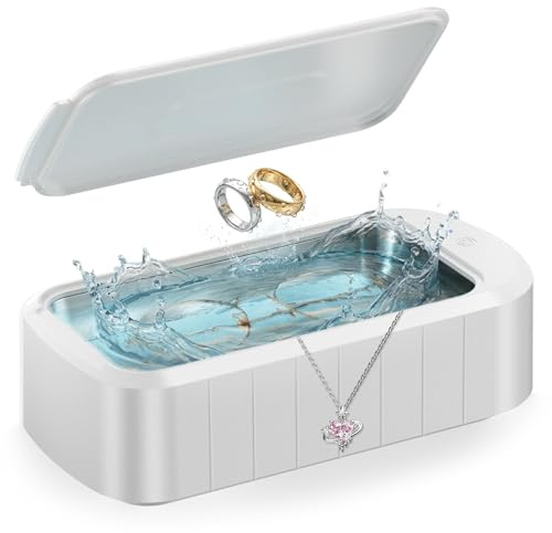 KUNPHY Ultraschallreinigungsgerät 600ml, 48kHz Ultraschallreiniger | 5-Min Timer, Einstufen-Start, Ultraschallreinigungsgerät Brille für Brillen, Silberschmuck, Ringe, Münzen