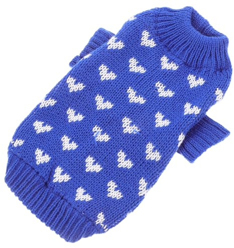 Outanaya Hundepullover für Kleine Hunde Warmes Strick Haustierkleid mit Herzmuster Bequeme Welpenweste für Kaltes Wetter Dekorative Hundebekleidung für Alltag und Fotos