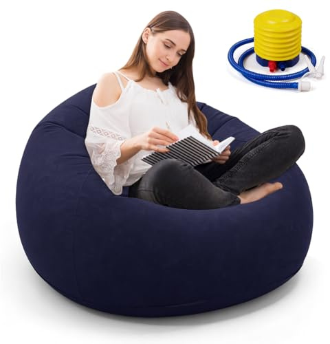 Fouvin Aufblasbares Sofa aus PVC – Einzelsitz Sitzsack Sofa, Faltbarer Outdoor Sitzsack, Aufblasbarer Kugel Sessel, Leichter Loungesessel (Blau)