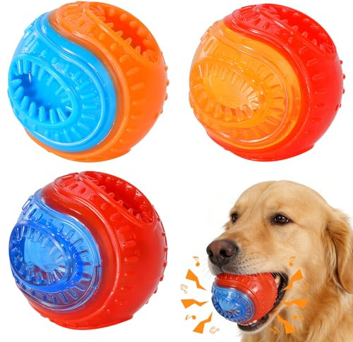 Hundespielzeug Ball, Robuster Hunde Hundeball mit Zahnpflege-Funktion, Naturgummi Hund Feeder Ball, Hundezahn Reinigungs Spielzeugball, Hundebälle für die Ausbildung, Interaktion und Spielen (01)
