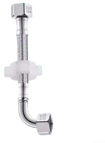 PureBowlic Tubo Flessibile in Acciaio Inox 304 Con Connettore a Gomito 90°, Per Alimentazione Acqua Calda e Fredda in Cucina, Bagno o WC, Per Raccordi Maschili, Include Chiave in Plastica (40 CM)