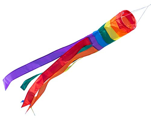 Manica a vento - 100 Rainbow - resistente ai raggi UV e agli agenti atmosferici -. Ø11cm, lunghezza 100 centimetri - tra cui cuscinetto a sfere girevole della clip