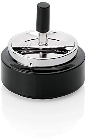 WAS 1117 100 Edelstahl Drehaschenbecher, Deckel mit Drehmechanismus, 10cm Durchmesser