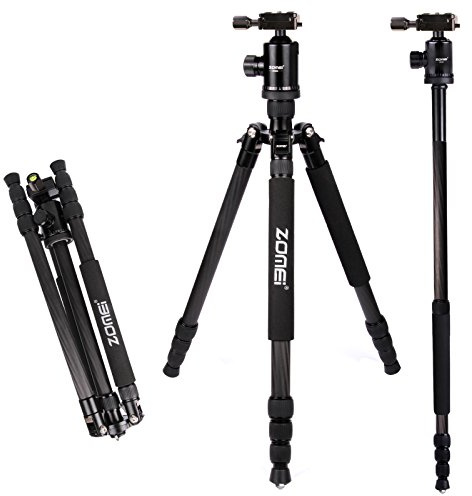Zomei Z888C Professional Portable Carbon Fiber Tripod Stand with Ball Head Quick Release Plate Carrying Bag,Suitable for Canon Sony Nikon Panasonic Olympus Kodak Fuji Cameras Camcorders