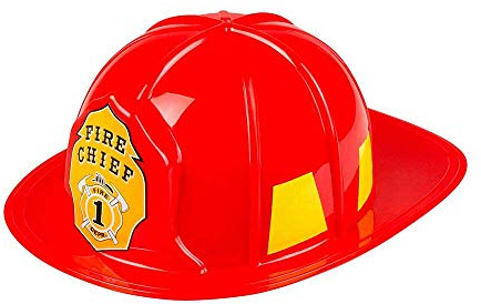 Boland Adult Fireman Helmet, Hard Plastic, Fireman Hat, Firefighter Helmet, Fireman Fancy Dress Accessory, Fire Chief, Headwear, Halloween, One Size, Red and Yellow