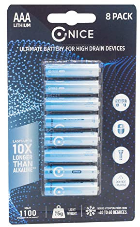 (Pack De 8) Nice Power AAA Haute Puissance Batteries Au Lithium 1100 mAh 1,5 V Capacité Ultimate Mignon L91 CCTV Batterie Gaming Appareil Photo Numérique Battery Arrive dans Une Boîte De Rangement