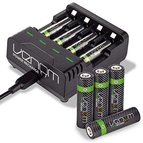 Venom Pile Rechargeables avec Station de Chargement – Comprend 4 AA 2100 mAh et 4 AAA 800 mAh