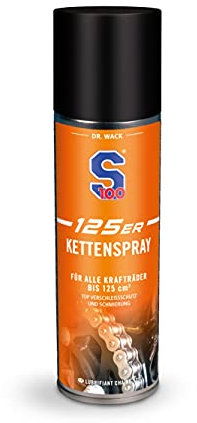 DR. WACK S100 125er Kettenspray 300 ml - Effektiver Kettenschmierstoff - Schutz vor Verschleiß & Korrosion - Kettenspray für Motorräder bis 125ccm - Hochwertige Motorradpflege