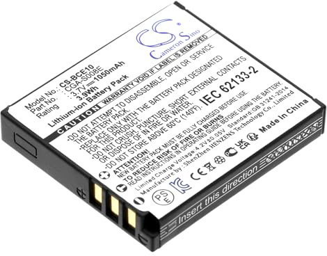 TECHTEK Batería 1050mAh Compatible con [Leica] C-Lux 2, C-Lux 3, para Caplio CX1, Caplio CX2, R10, R6, R7, R8, para [Panasonic] DMC-FS3, HM-TA1H, HM-TA1R, HM-T FBA