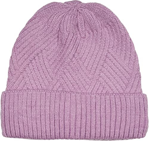 styleBREAKER Gorro de Punto para Mujer con diseño de Rombos y puño Ancho, Gorro de Punto Fino, Gorro de Punto 04024192, Color:Lila