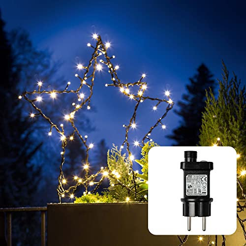 Hellum LED Weihnachtsstern außen, Weihnachtsbeleuchtung außen Figur, Weihnachtsstern, schwarz, 90 LED, warm-weiß, 50x50cm, 2D/3D wählbar, Garten, Terrasse, Balkon, IP44 Transformator, 6h Timer, 578355