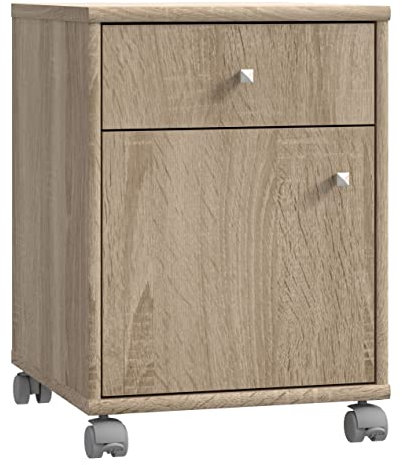 Newroom Rollcontainer Sonoma Eiche Bürocontainer Modern - 38,6x54,1x42 cm (BxHxT) - Beistellcontainer Rollschrank Schubladenkommode - [Albus.one] Büro Arbeitszimmer Wohnzimmer