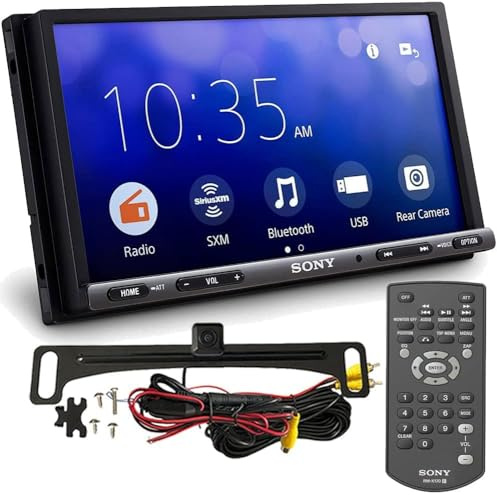 Sony XAV-AX3200 Car Stereo Safe Driver's Bundle w/ ACAM4 Backup Camera. Apple CarPlay & Android Auto 6.95 2-DIN Head Unit, SiriusXM Ready Multimedia Receiver, Bluetooth Hands-Free Calling & Streaming