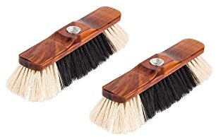 BigDean 2er Set Zimmerbesen ohne Stiel mit Schraubgewinde - Besen Holzbesen Stubenbesen Haushaltsbesen Kehrbesen - Made in Germany - Extra weiche Kunstborsten