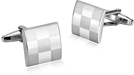 Whoiy Manschettenknöpfe Herren Silber Gravur, Manschettenknöpfe für Männer Edelstahl Silber Quadrat für Männer Kostenlose Gravur mit Schmuck Box