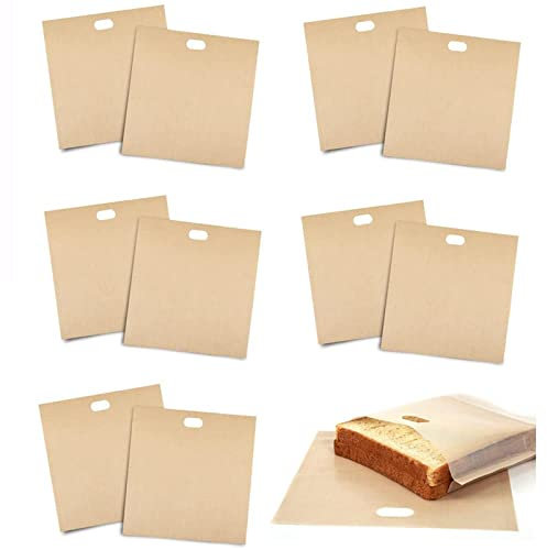Toaster Bags 10 Stück Non Stick Wiederverwendbare Toastbag Premium Toasterbeutel für Mikrowelle Grill Toaster 16 x 16.5 cm Toastbag Anzug