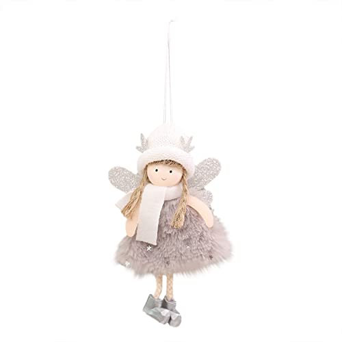 Engel Ornamente Weihnachtsengel Puppe hängende Dekorationen Weihnachtsbaum Dekorationen niedliche Engel Puppe Anhänger Weihnachten Ornamente für Weihnachten Makramee Windlicht Hängen (Grey, One Size)