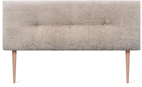 DHOME Natürliche Wolle Finish Kopfteil mit Knöpfen und Beinen gepolstertes Bett Kopfteil Bett Schlafzimmer gepolstertes Bettzeug Winter Luxury (Beige Wolle, 145x105cm (140/135))