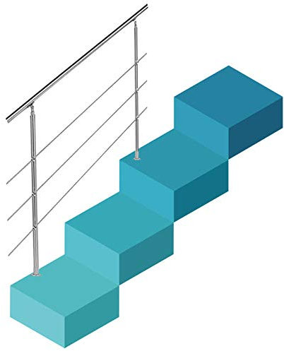 Treppengeländer Handlauf, Edelstahlschienen, für Treppen, Geländer und Balkone 140 cm x 85 cm (drei Querstangen)