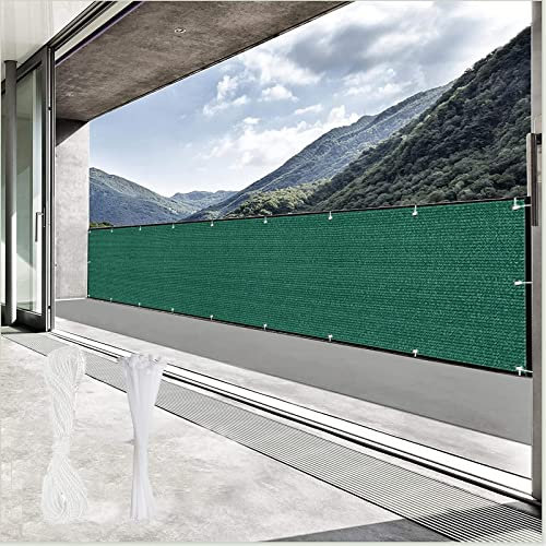 YUANZHI Balkon Sichtschutz Balkonbespannung 80 x 250 cm Windschutz Staubschutz blickdichte Balkonbespannung mit Ösen und Kordel für Garten, Balkon Terrasse, Dunkelgrün