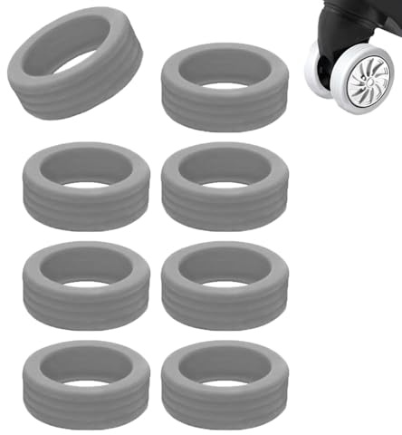 RHQFDM 8 Pezzi Manicotti Per Ruote Dei bagagli Copriruote Per Bagagli Silicone Colorato Copri Ruote Delle Valigie Coperture Per Valigie in Silicone Resistente Ruote Per Bagagli Antirumore(grigio)