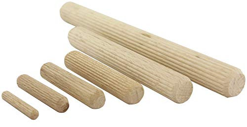 Jowe Holzdübel 14mm - Länge 120mm, Riffeldübel für eine starke Holzverbindung, Dübel aus Buche, gerillt - 1000 Stück