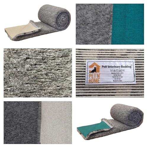 PnH Veterinary Bedding® Literie vétérinaire antidérapante avec envers en polaire pour chiot/chien/animal domestique Gris statique 75 x 50 cm