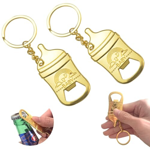 Aokbean Baby Shower Porte-clés Décapsuleur Fête : Lot de 10 Mini Personnalisés Bière Or Baptême Ensemble Garçon Petit Cadeau Décoration, Anniversaire, Mariage, Clés, Pendentif de sac, Cadeaux
