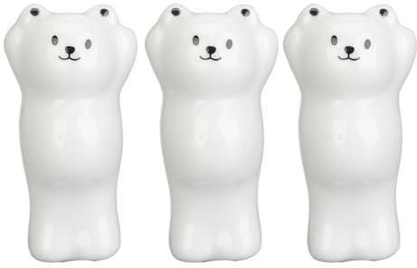 Brrnoo 3 Pezzi Portapenne per Nail Art, Simpatico Orsetto Supporto per Pennelli in Ceramica per Unghie Organizer per Pennelli per Trucco, Supporto per Pennelli per Pittura in Acrilico