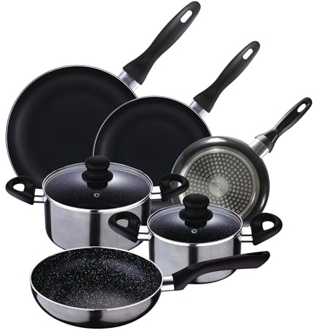 Batería de cocina 5pc aluminio prensado + Juego de sartenes Ø16Ø20Ø24 aluminio prensado San Ignacio