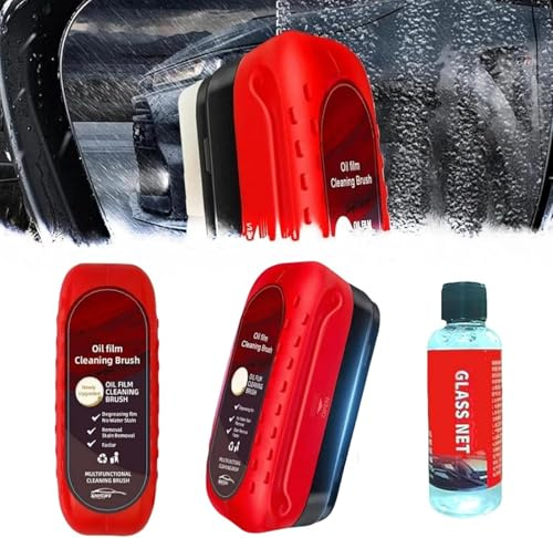 2Pcs Automotive Oil Film Cleaning Brush, Car Glass Oil Film Cleaner, Car Glass Cleaning Board, Car Windscreen Cleaner Glass Oil Film Remover for Car Window Glass Cleaner (Style A)
