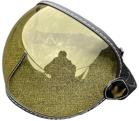Windschutz UV Schutz Ersatz Visier Retro Motorradbrille UN&IVE&RSAL Bubble Visier Schutz Vintage Motorrad Reitbrille Helmlinse Schild Langlebig(Yellow)
