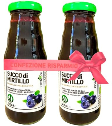 FORLIVE SUCCO DI MIRTILLO PURO 210 ml 2 PEZZI CONFEZIONE RISPARMIO