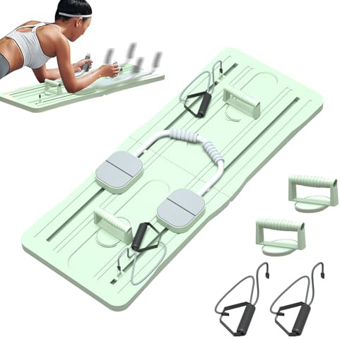 Ab Exercise Board, Multi-FunctionalAb Roller Automatic Rebound, Pilates Board, Foldable Abdominal Board with Elbow Support and Resistance Bands