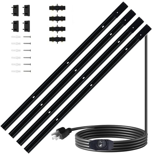 Bravsekai Black Extra Long H Type Track Lighting Rails Kit with Dimmer Switch for Large Areas 19.7FT Track Lighting System Single Circuit 3-Wire-1 H Track Rail with 4 I Connectors, Made of Aluminum