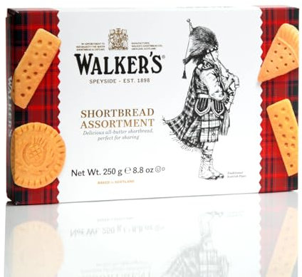 Walkers | Biscotti Burro Scatola Regalo | Biscotti Burro Scozzese | Astuccio Biscotti Confezione Regalo | Pasticceria Inglese Puro Burro - 250 Gr
