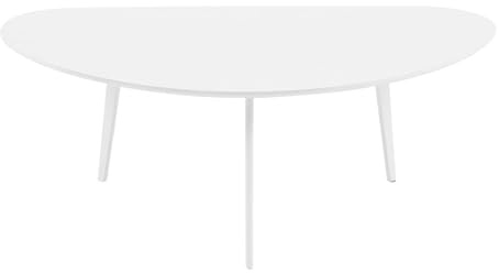PHOENANCEE Couchtisch Oval, Kleiner Tisch Wohnzimmer, Tischbeine aus massivem Eichenholz, Mitteltisch für Wohnzimmer, 120CM(Weiß)