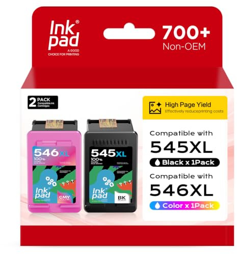 iNKPAD PG-545XL CL-546XL Cartucho de Tinta Compatible para Tinta Canon PG545 CL546 545XL 546 XL para Canon Pixma TS3150 TS3151 MG2550S MG2550 MG2950 TR4550 TR4551 MX495 (1 Negro 1 Color)