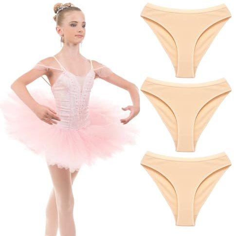 UoQo Culotte de danse en coton sans couture pour filles - Culotte de ballet pour enfants - Culotte de gymnastique et de danse, beige, 11-13 ans