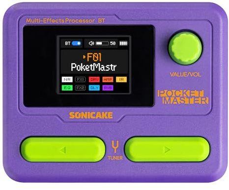 SONICAKE Pocket Master-Portable Multi Effects Pedal, 100+ Built-in Guitar/Bass/Acoustic Effects, Amp Modeling, IR Cabinets Simulation, Stereo OTG USB Audio Interface, Rechargeable (Purple)